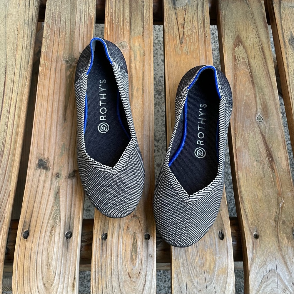 Rothy’s The Flat Size 8 Shoes Cloud Gray Birdseye Round Toe Ballet Slip-On